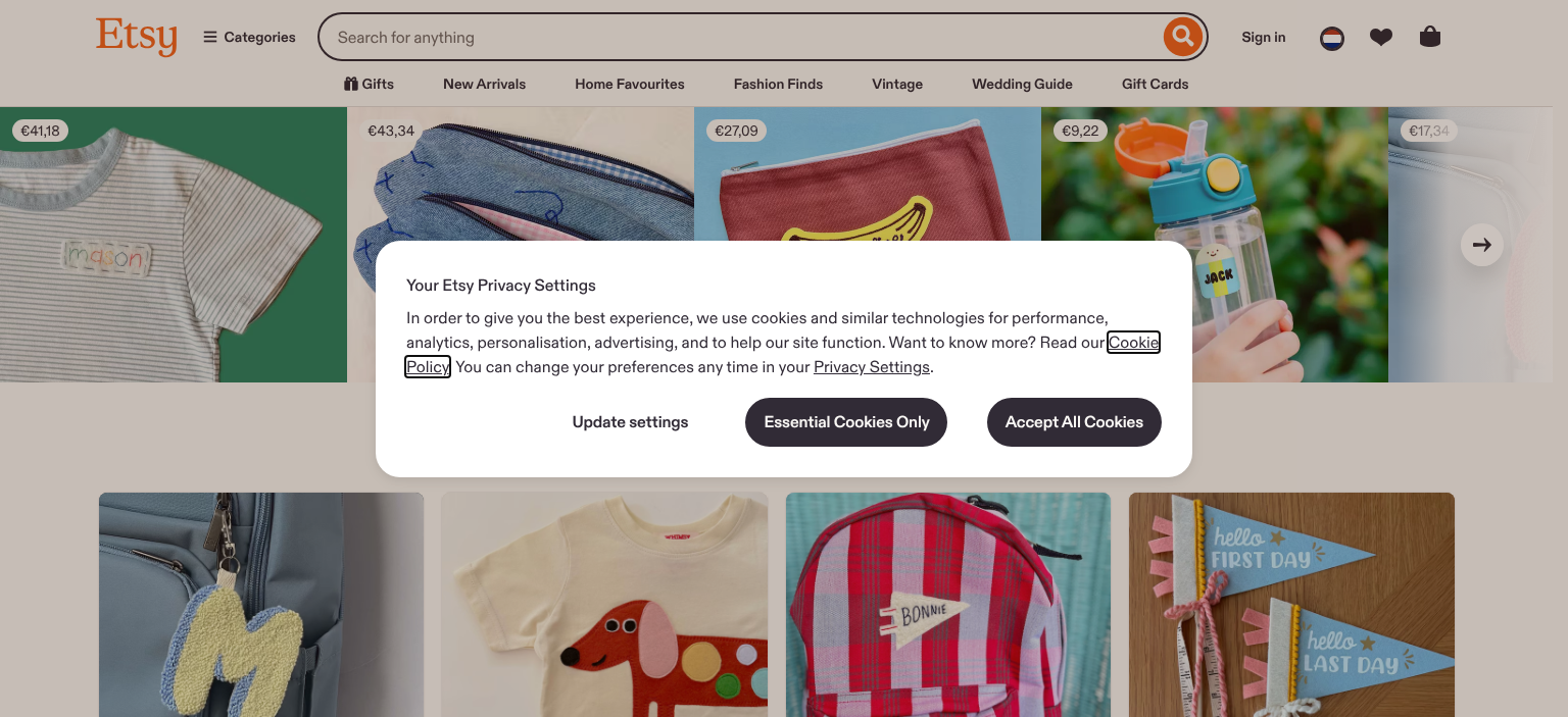 Etsy Editions page fails to load